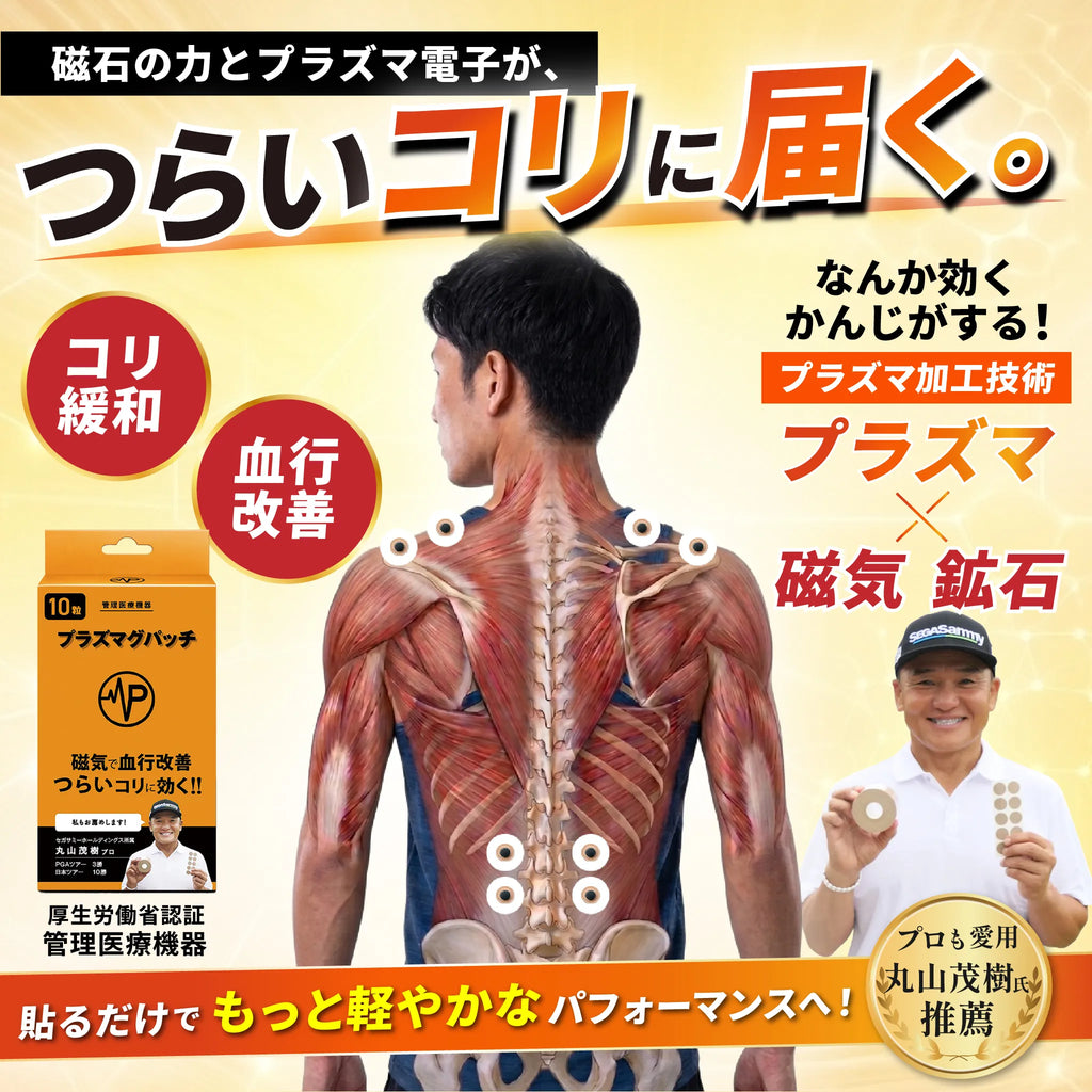 プラズマグパッチ 10粒入り 管理医療機器・磁気で血行改善、コリを緩和