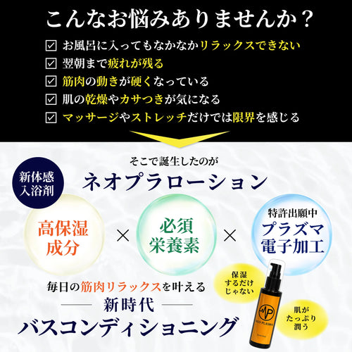 【プラズマ電子体感ボディ&入浴剤】ネオプラローション ※パッケージが変わりました。